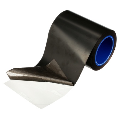 Roll of EMI/EMC electrically conductive tape, black, peeling back