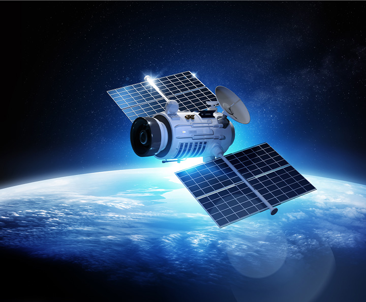 satellite orbiting earth in space