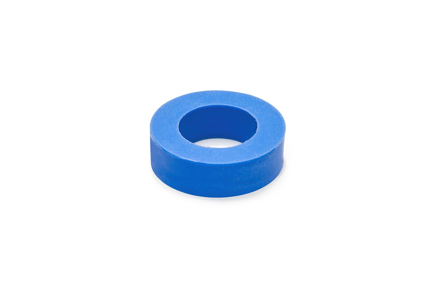 Blue foam spacer ring on white background