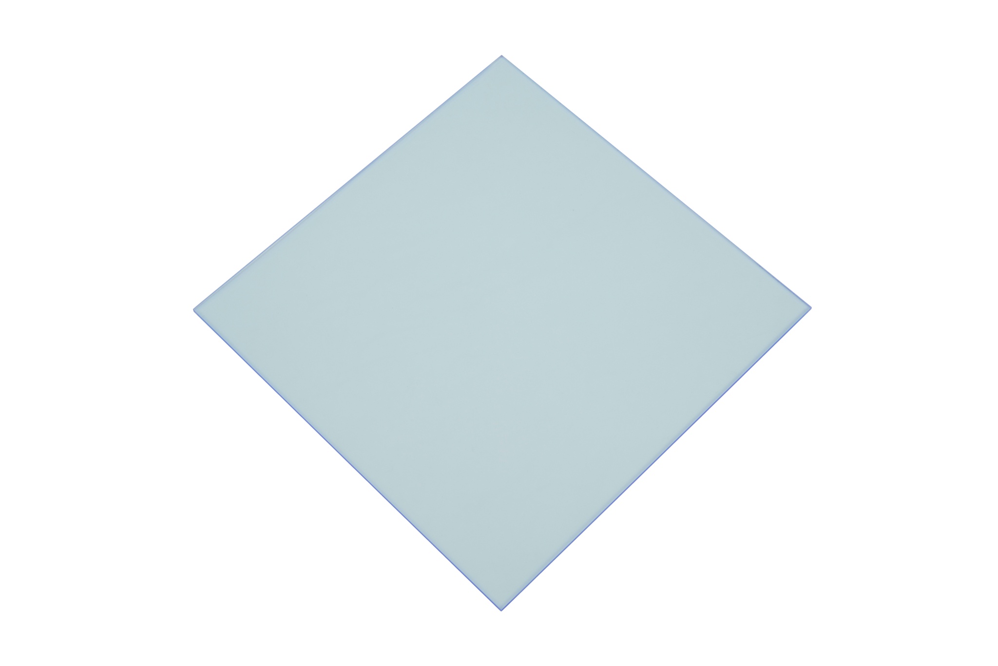 Blue acrylic material converted to a square