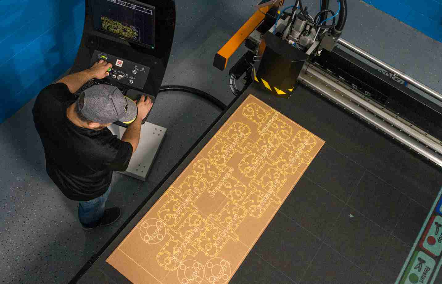 Overhead shot of digital cutting machine